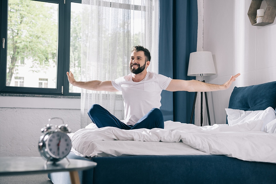 man smiling alcohol free three months