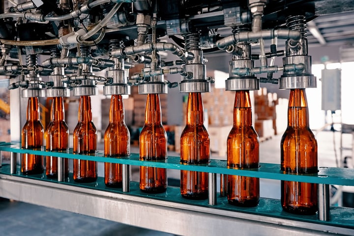 Image of bottles in a factory